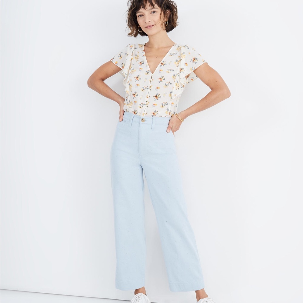 Madewell Slim Emmett Wide-Leg Crop Pant in Speckle